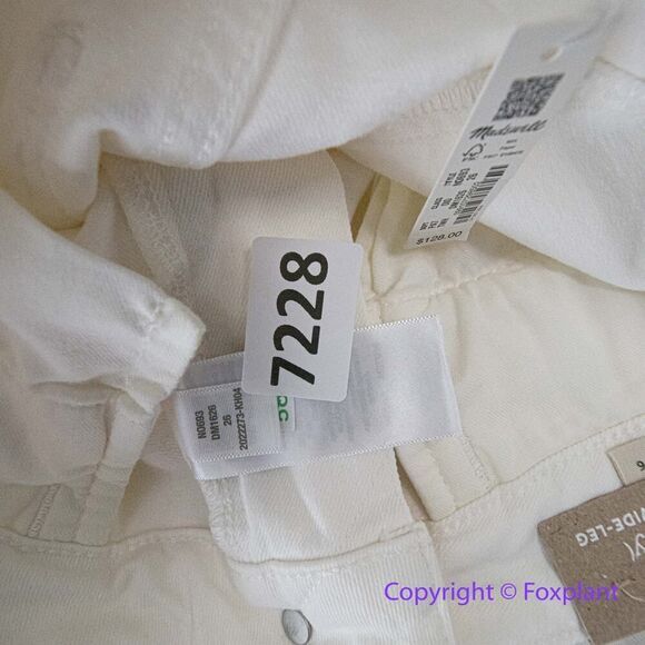 New! Madewell The Curvy Emmett Wide-Leg‎ Jean in Tile White, size 26 - Picture 16 of 16